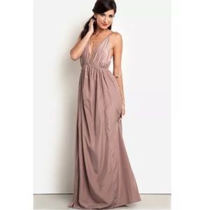 DailyLook Plunging Maxi Dress Taupe XS