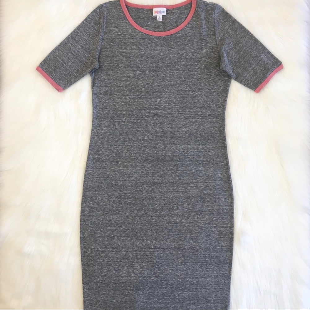 Lularoe Julia grey with red trimming