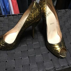 Christian Louboutin python peeptoes