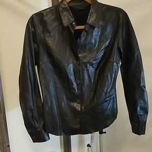 DONATED Vintage raw edge, fitted leather jacket