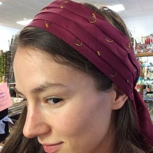 French Horn Scarf OSCAR De La Renta Burgundy Silk