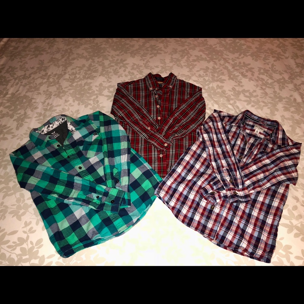 3 boys size 8/10 long button down shirts!