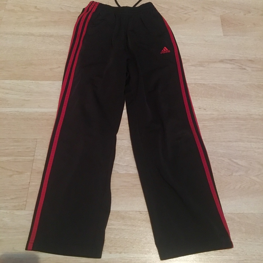 Adidas Red Black Sweat Track Pants Boys Medium