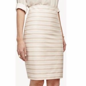 Ann Taylor Cream and Tan Striped Pencil Skirt