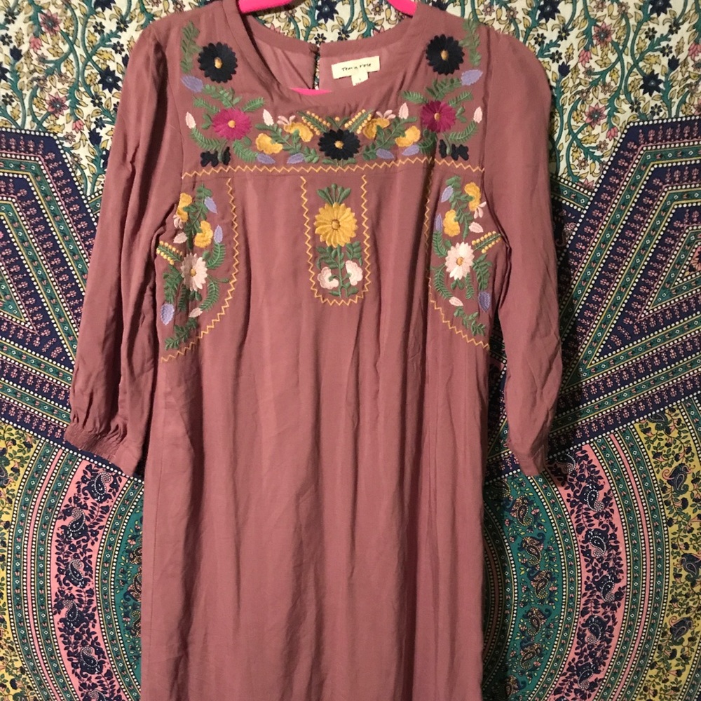 Plum purple embroidered dress.