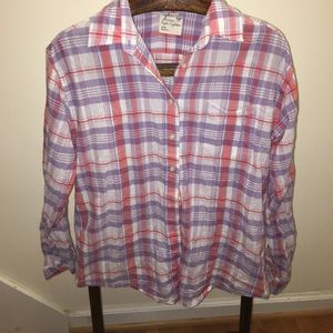 American eagle purple and white medium button up American eagle purple and white medium button up