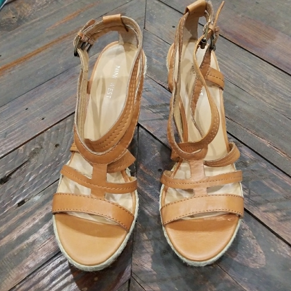 Nine West wedges. Tan. Size 10.