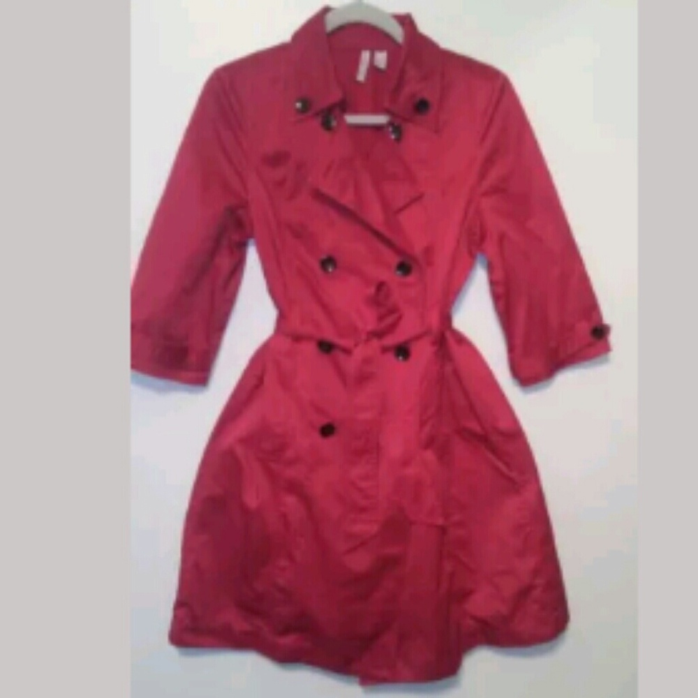Red trench coat old navy medium double breasted