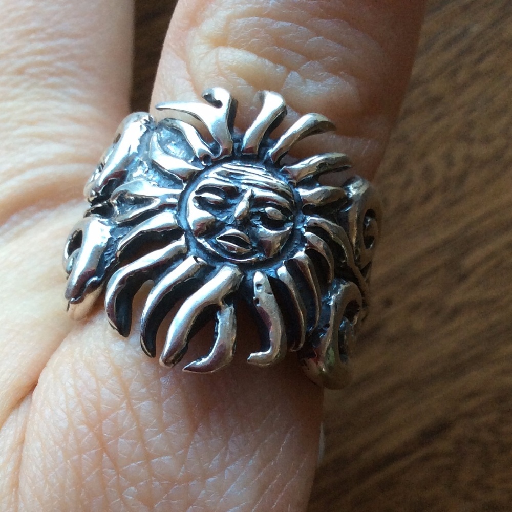 RETIRED LISTING 925 Silver Vintage SUN God Ring - Picture 6 of 7