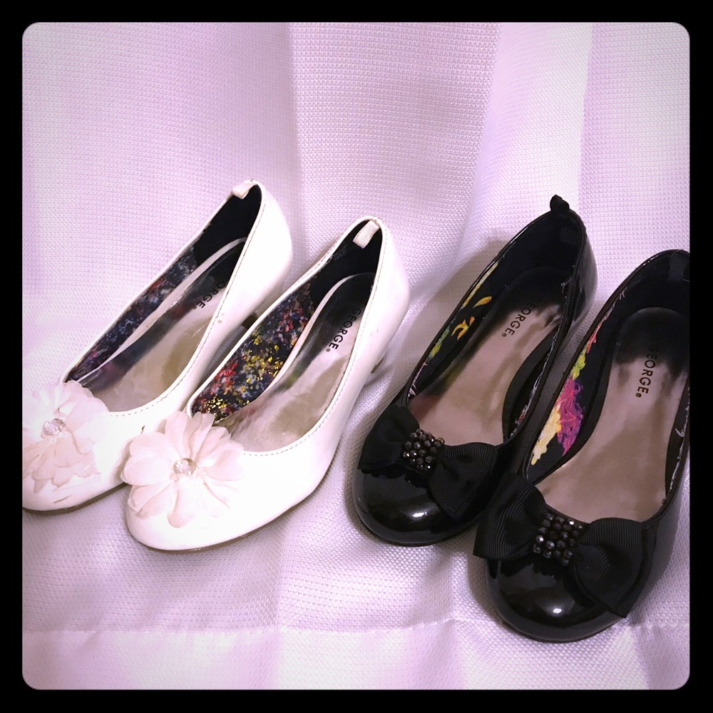 White & black pair of George heels