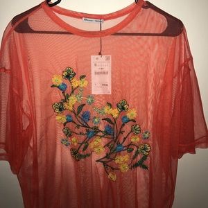 Zara Sheer Orange Shirt Zara Sheer Orange Shirt