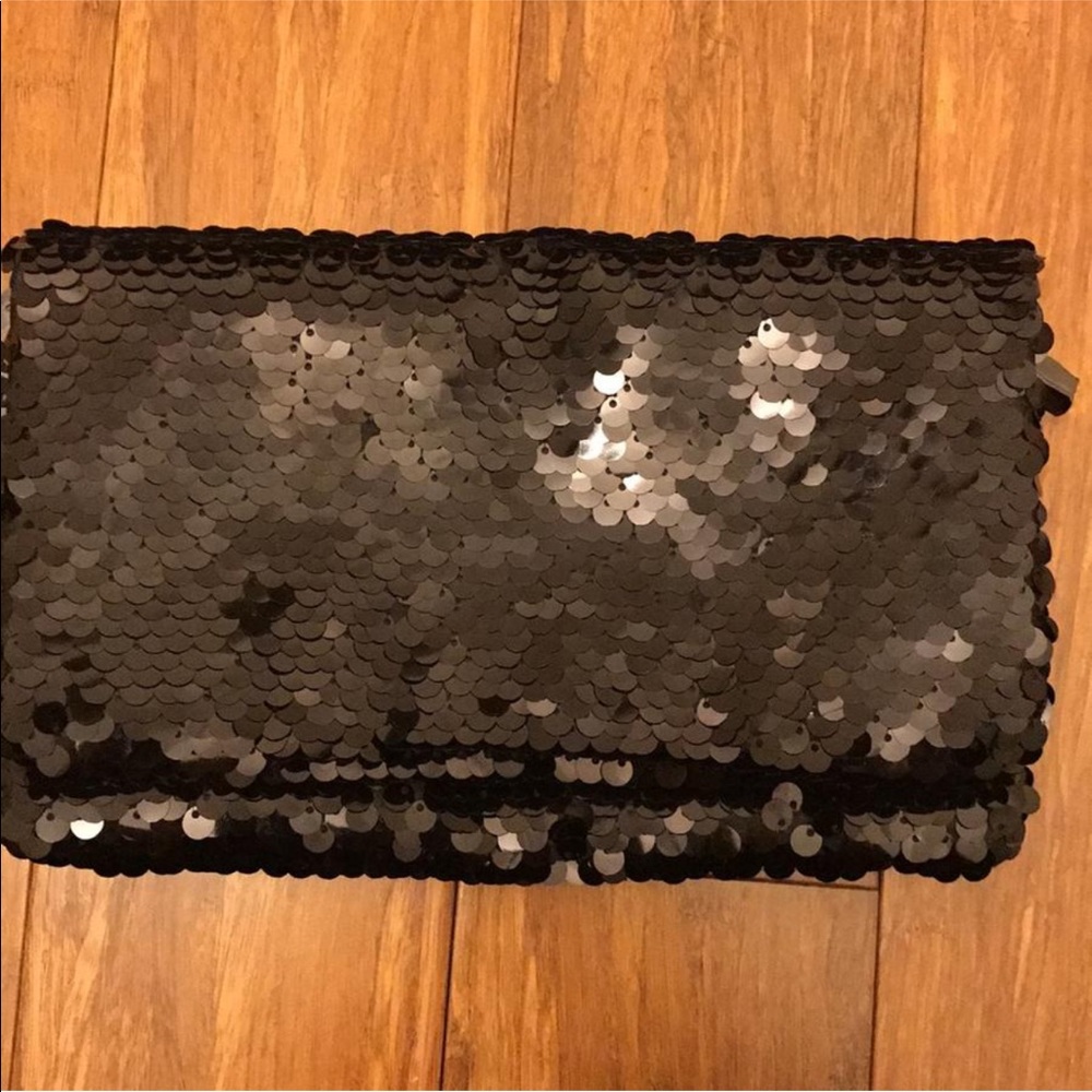 BCBGMaxAzria sequins black clutch