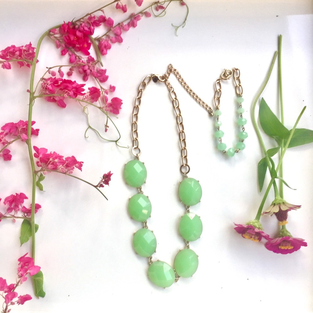 Mint Statement Set- Necklace & Bracelet - image 2