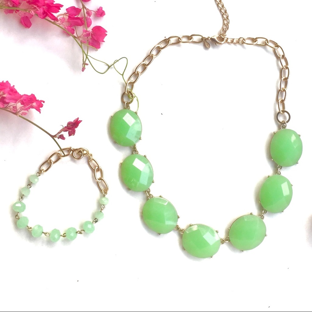 Mint Statement Set- Necklace & Bracelet - image 1