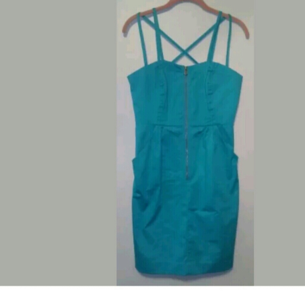 Nicole miller blue turquoise dress net size 6