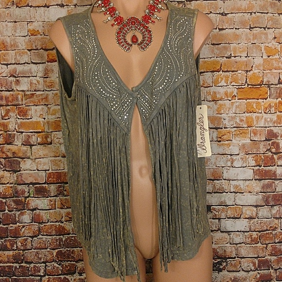 NWT Wrangler Bling Fringe Vest Large - Picture 2 of 4