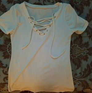 White lace up shirt