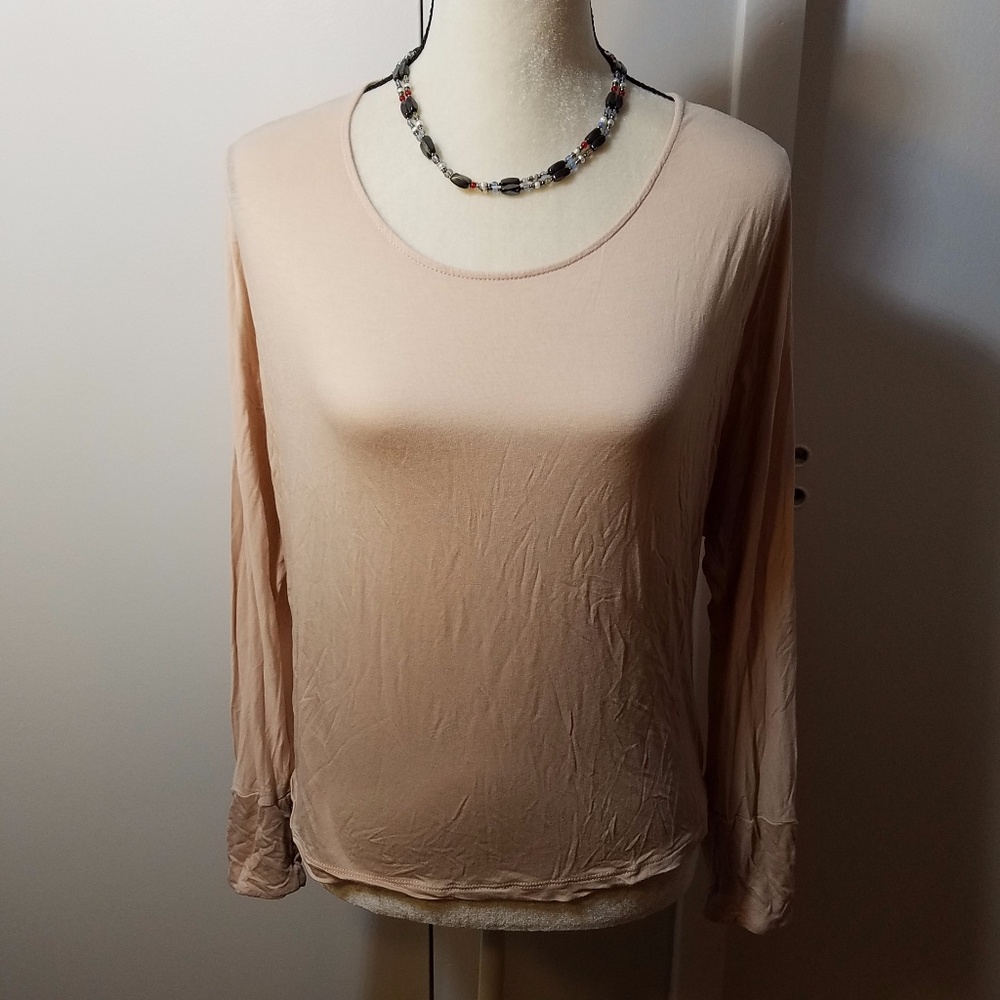 BCBG Long Sleeved Tee in Bare Pink