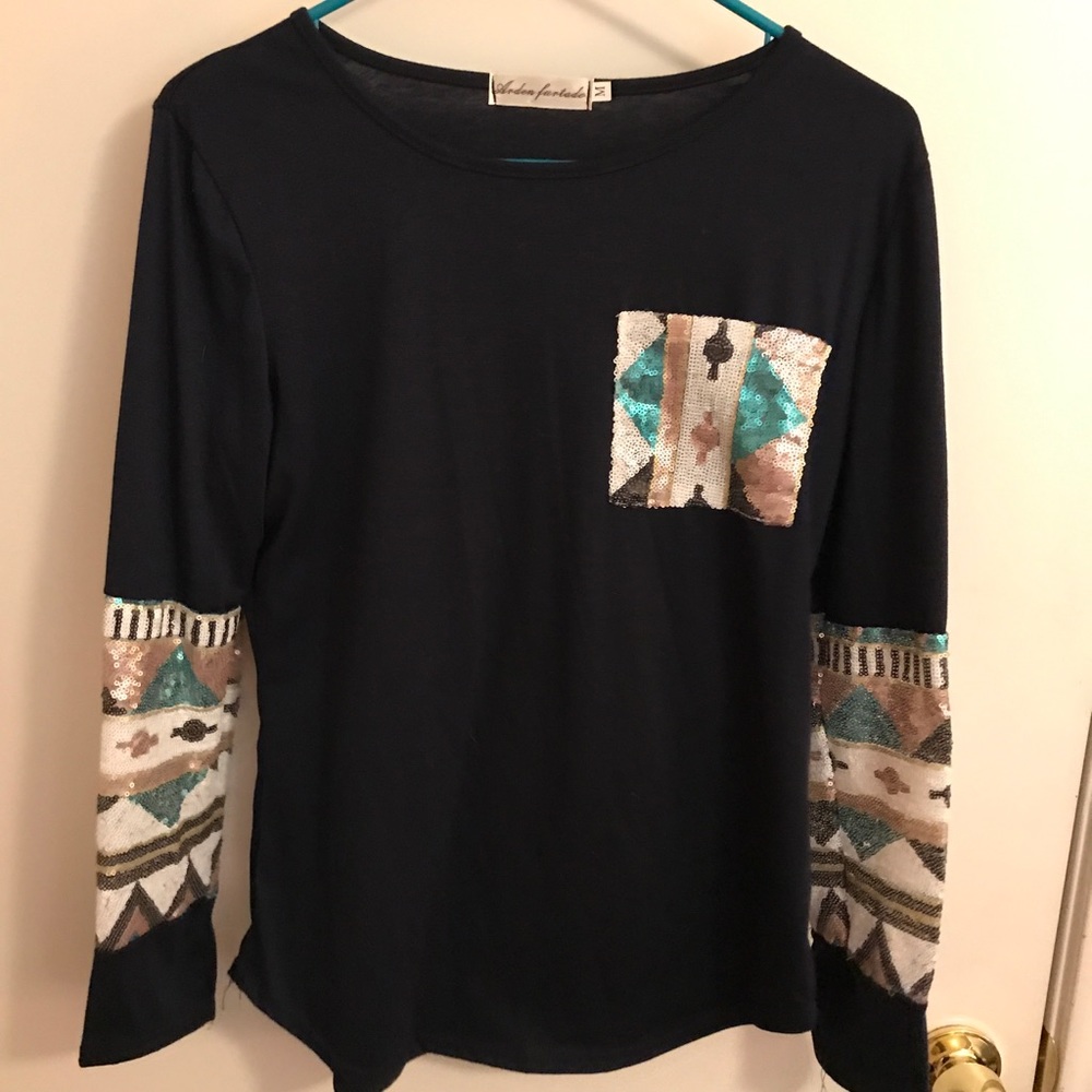 Sequined long sleeve