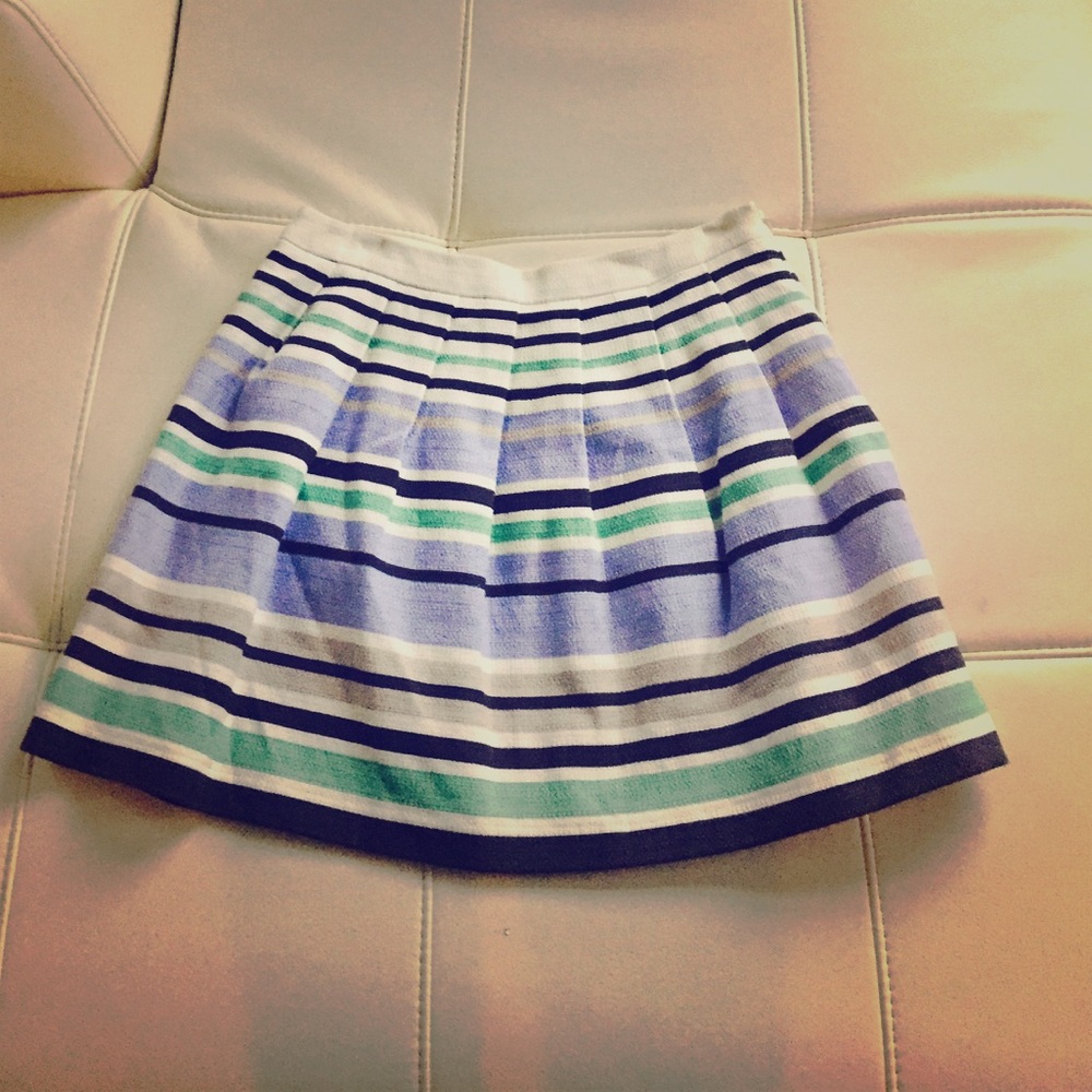 Bright + fun multi-color striped skirt w/ pleats