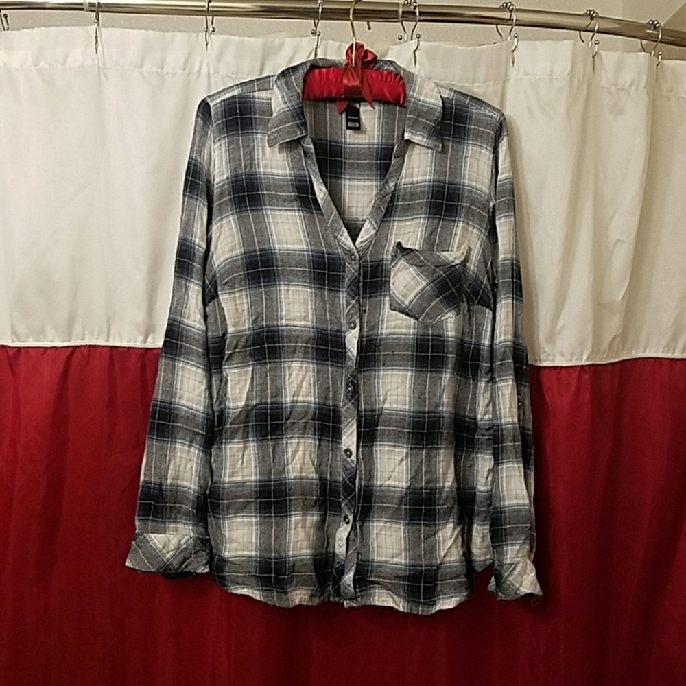 Flannel with lace maternity top