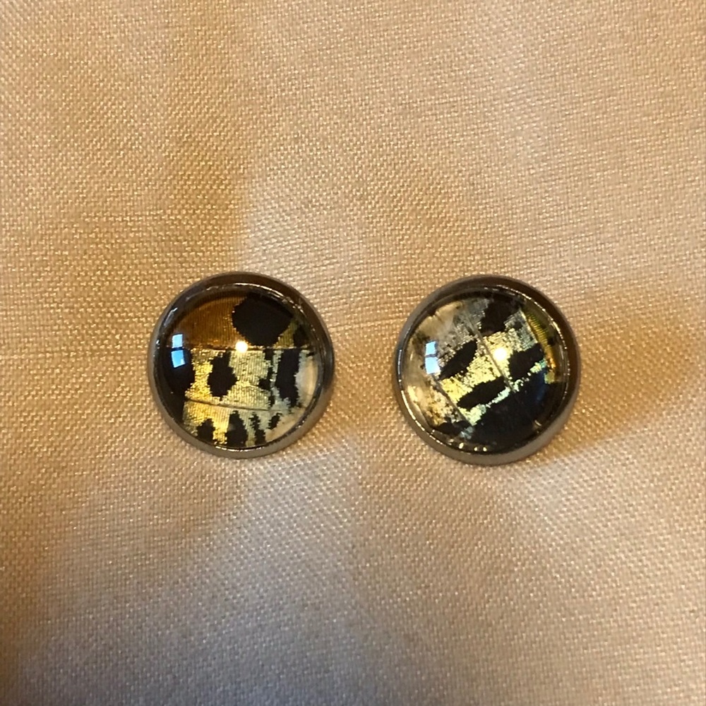 Round Butterfly Wing Earrings