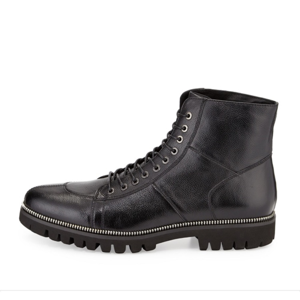 Zanzara Capri Zip-Trim Leather Lace Up Boots,8.5