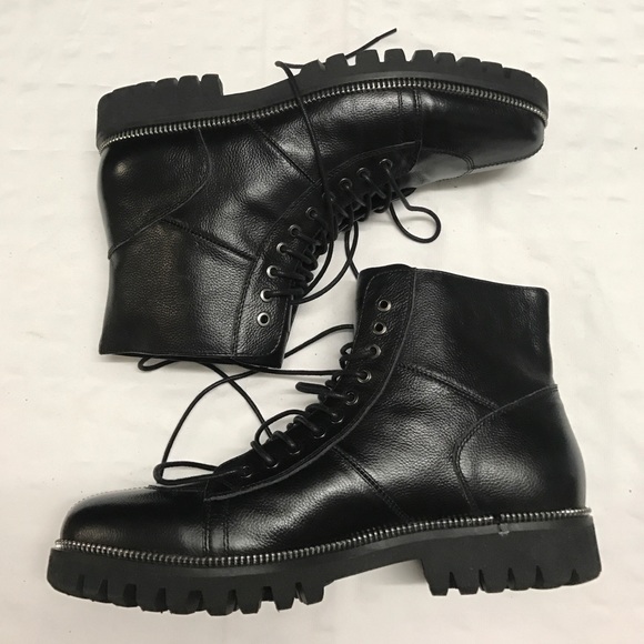 Zanzara Capri Zip-Trim Leather Lace Up Boots,8.5