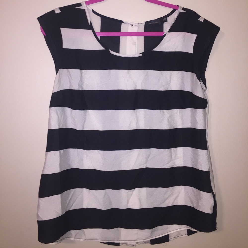 THE LIMITED BLACK AND WHITE STRIPED BLOUSE
