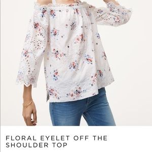 Loft Floral Eyelet Off the Shoulder Top