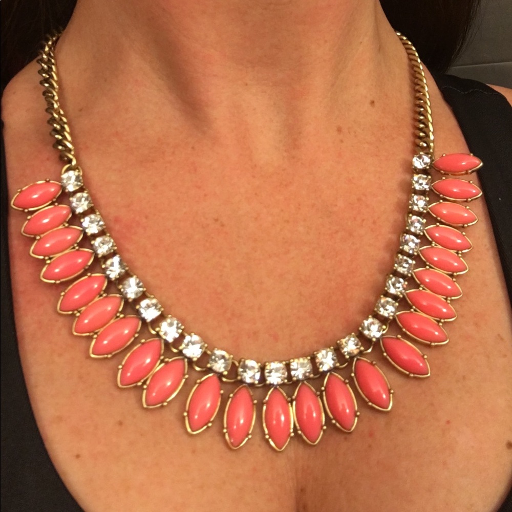 Coral & CZ JCrew Necklace