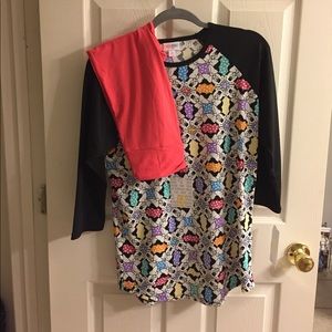 Lula Roe Disney Randy with Solid OS leggings.