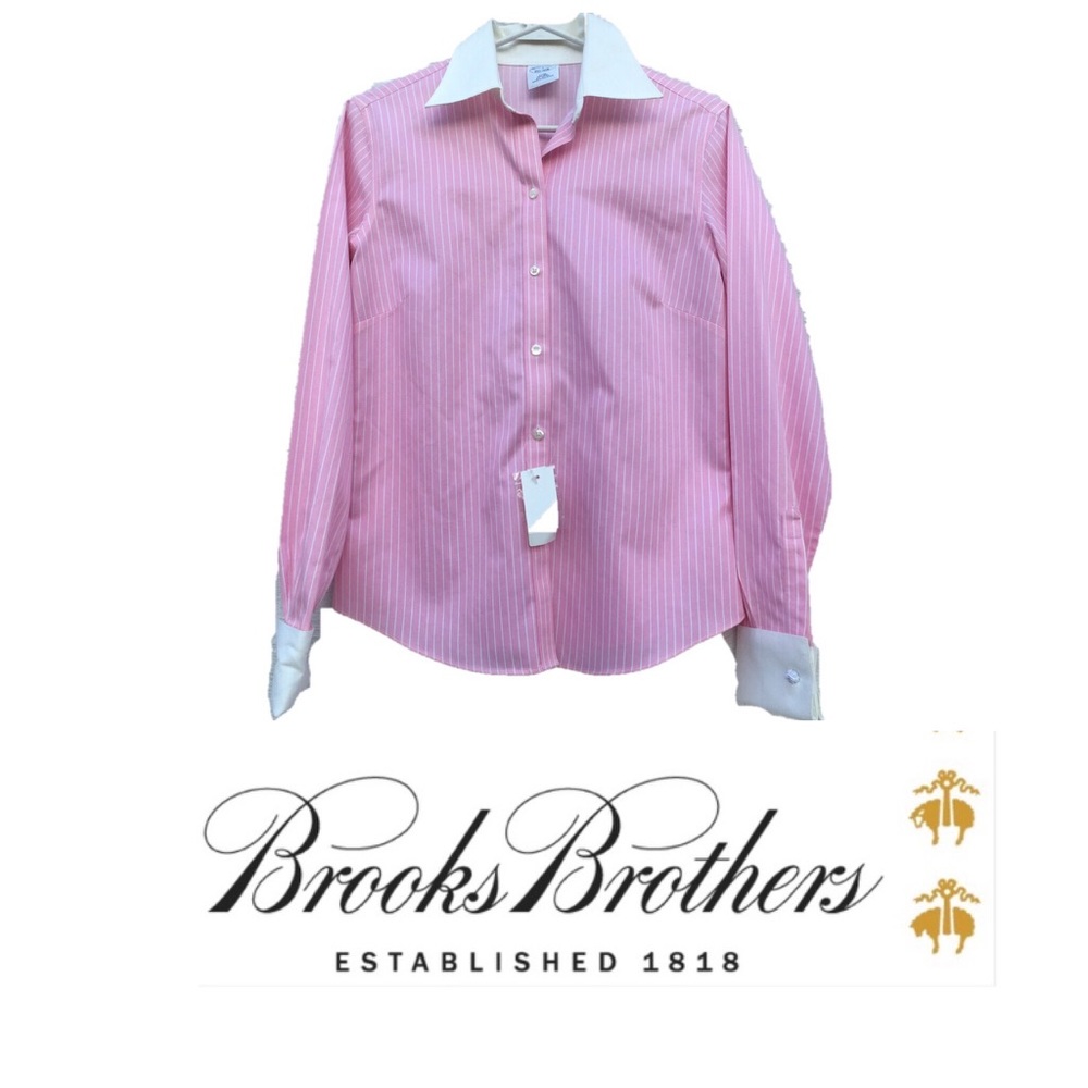 Long sleeve striped pink shirt by Brooks Brothers