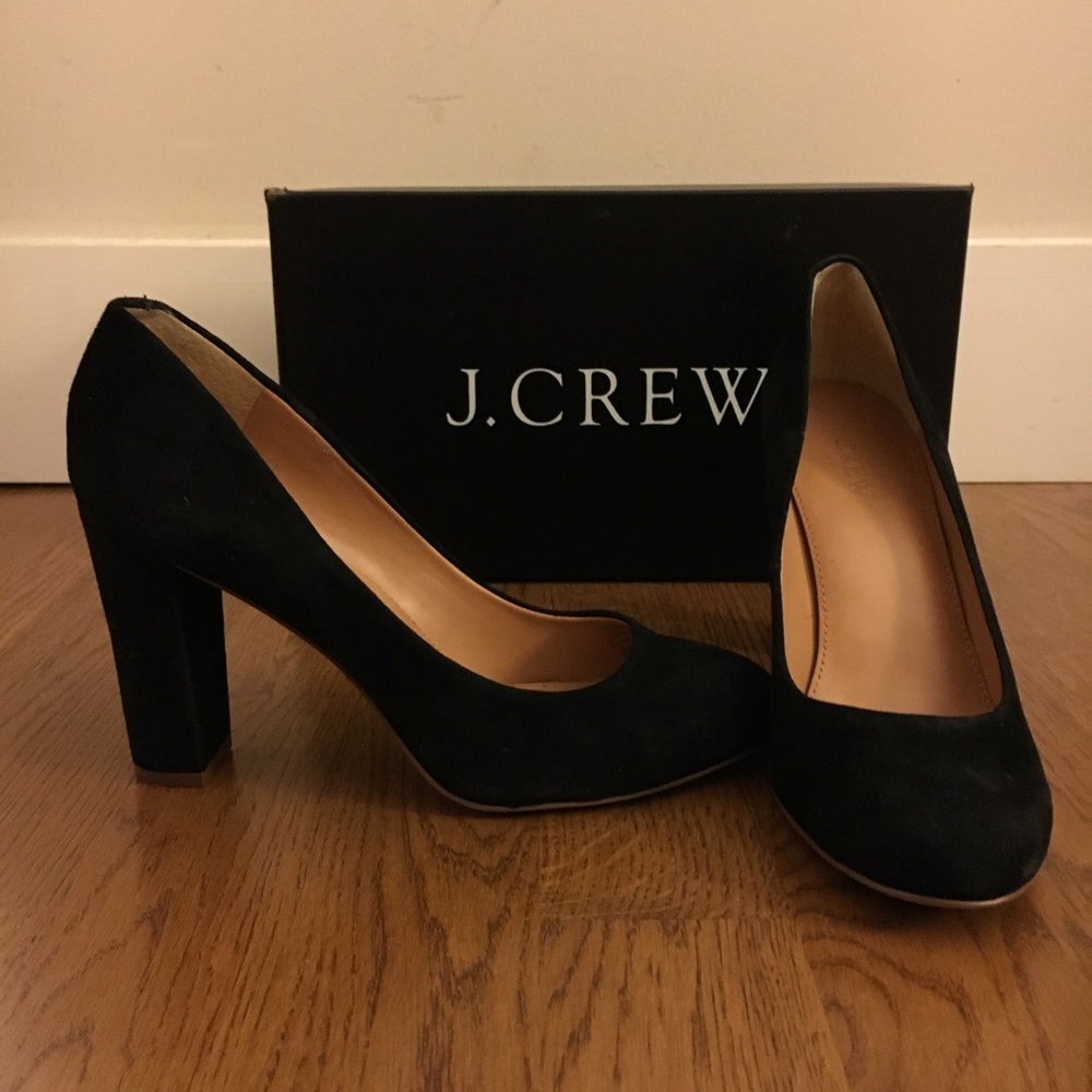 J. Crew Factory Olive Black Suede Heel