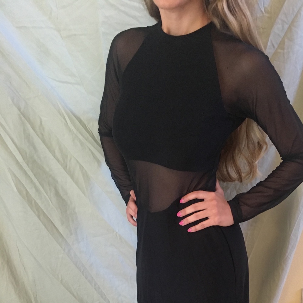 Devon becke longsleeve Black Mesh Dress
