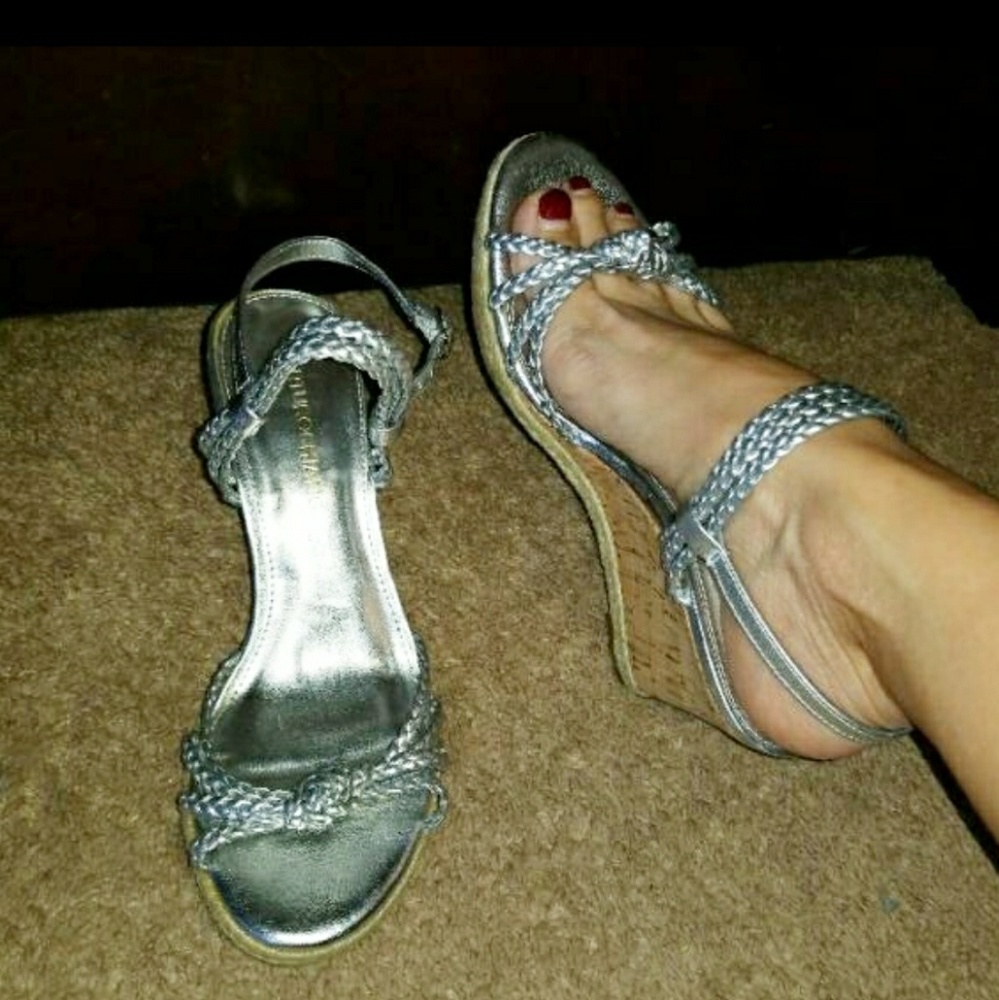 SILVER ARTURO CHIANG SANDALS HEELS, 6