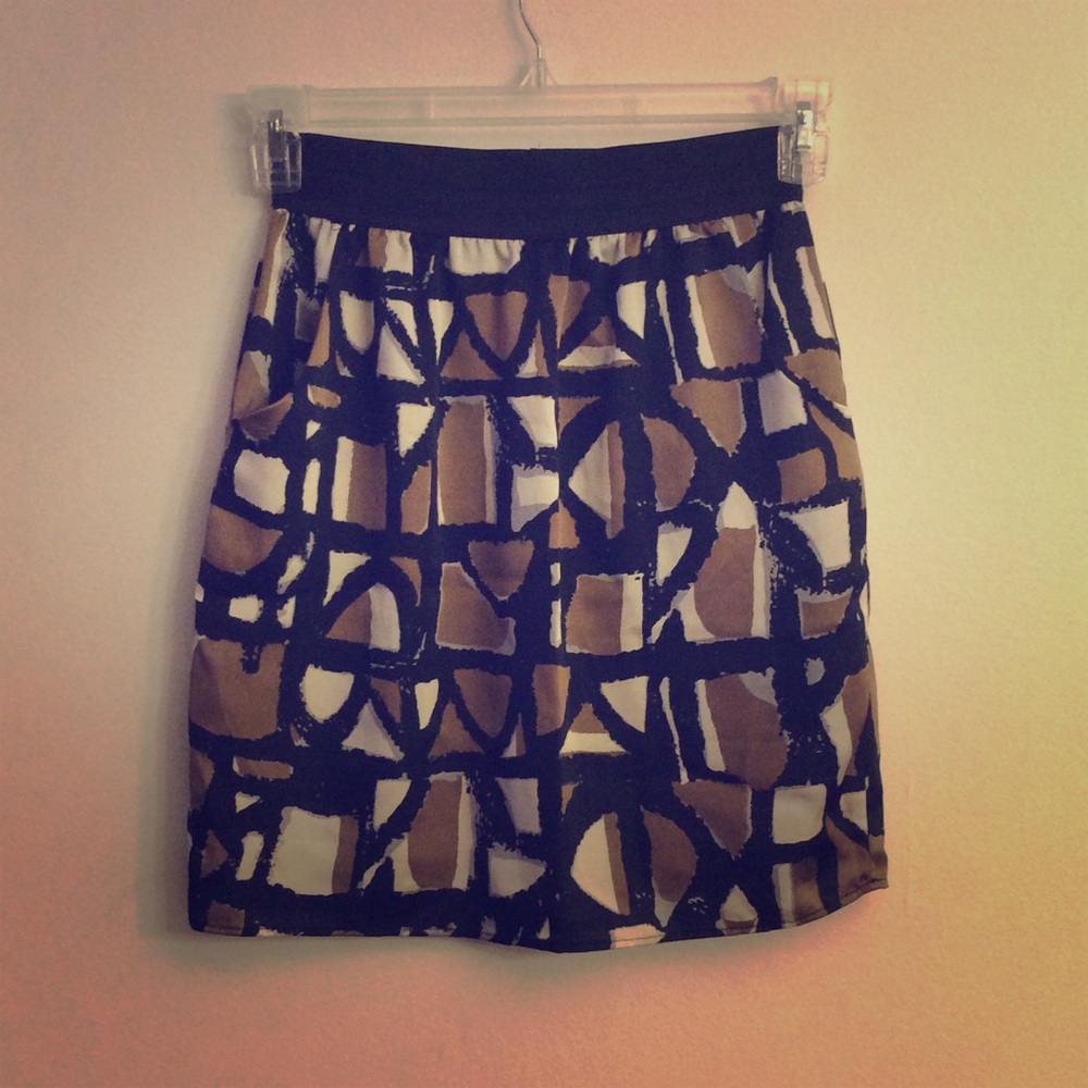 Lush Nordstrom geometric abstract art satin silk business career mini Skirt