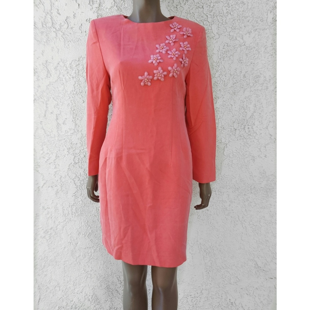Vintage Orange Winter Dress with Embellishments