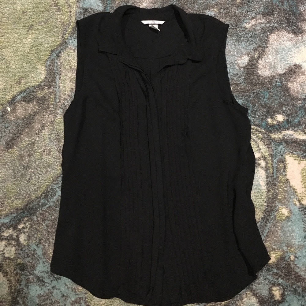 Black Button Up Fringe Front Chiffon Tank