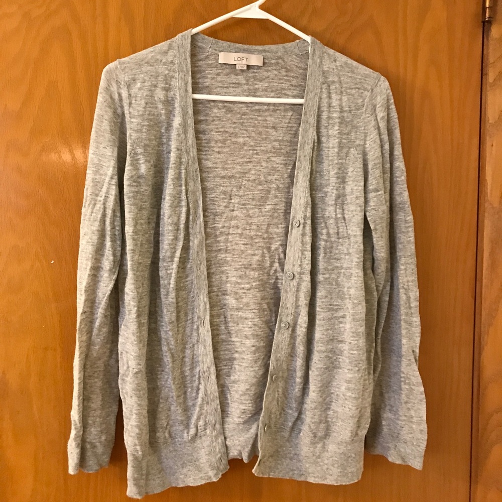 Linen gray cardigan from LOFT