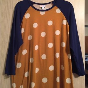 2xl Randy baseball tee - blue orange polka dots