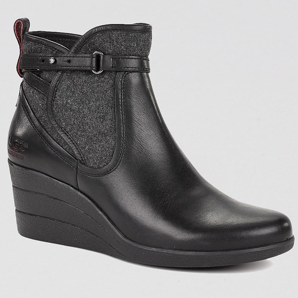 UGG BLACK AND GREY EMALIE WEDGE ANKLE BOOTIES