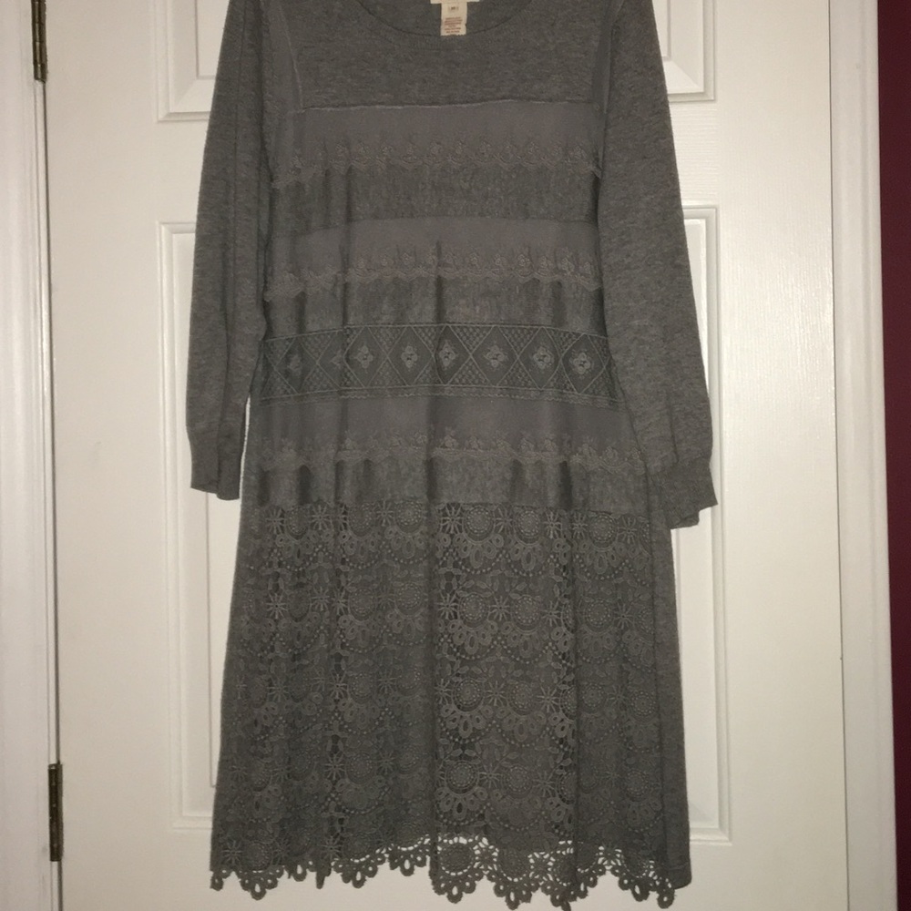 Gray Knitted Midi Dress