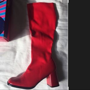 Red glossy boots- perfect for Halloween!
