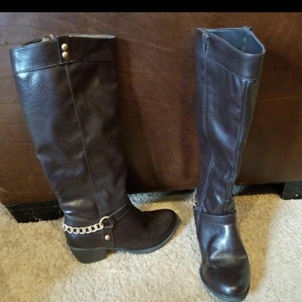 LONG BROWN ZIP UP TALL BOOTS, NICOLE, 6