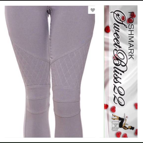 💋Gray Quilted Knee Biker Pants💋 - Picture 2 of 2