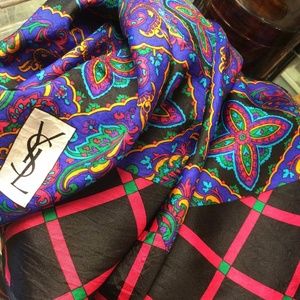 YSL Paisly Print SILK Square Large Scarf