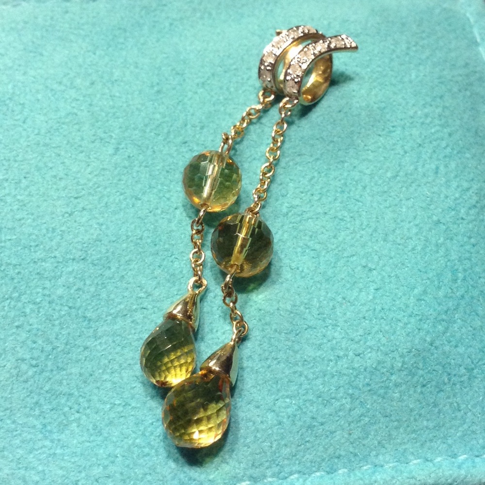 14KT Genuine Citrine &,Diam accent pendant
