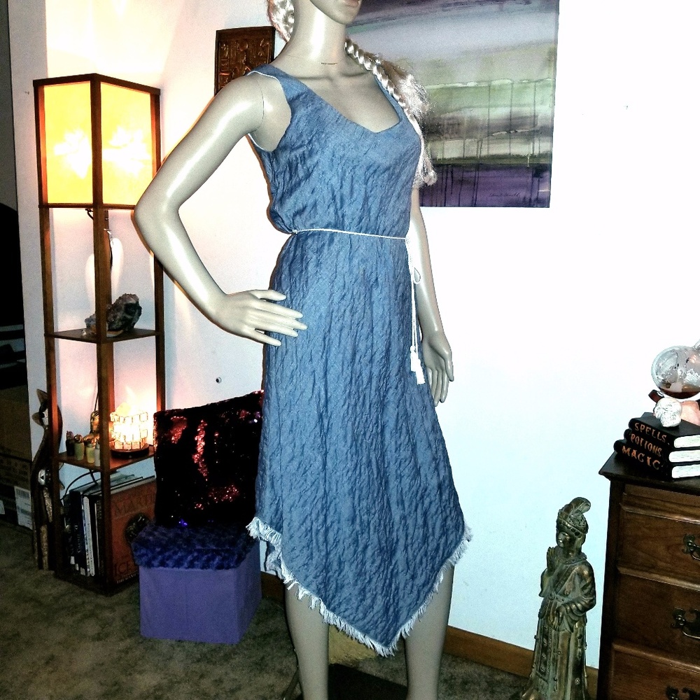 ๐DREW Indigo Belted Asymmetrical Krista Dress - Picture 3 of 7