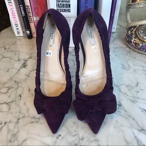 Prada - Purple Suede Bowtie Flats - SZ 38.5 Prada - Purple Suede Bowtie Flats - SZ 38.5